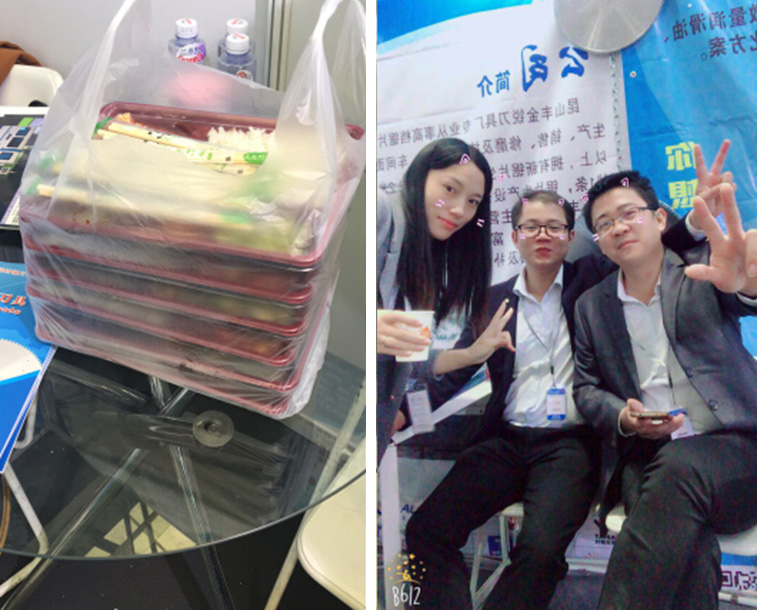 這是參展的鄧氏家人的午餐，順便還有家人出來賣萌!